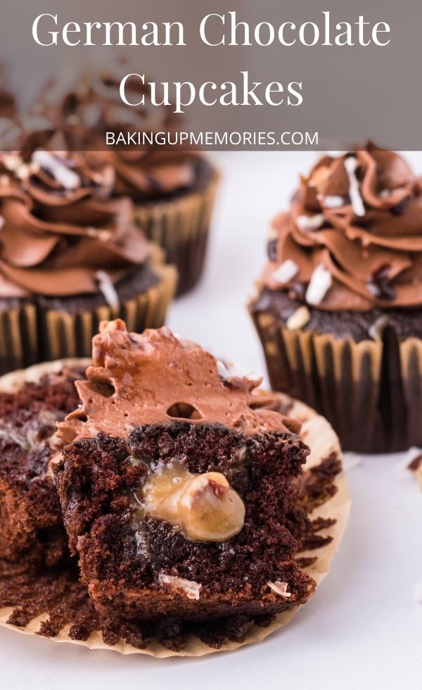 Chocolate Cupcake cut in half resting on a cupcake liner