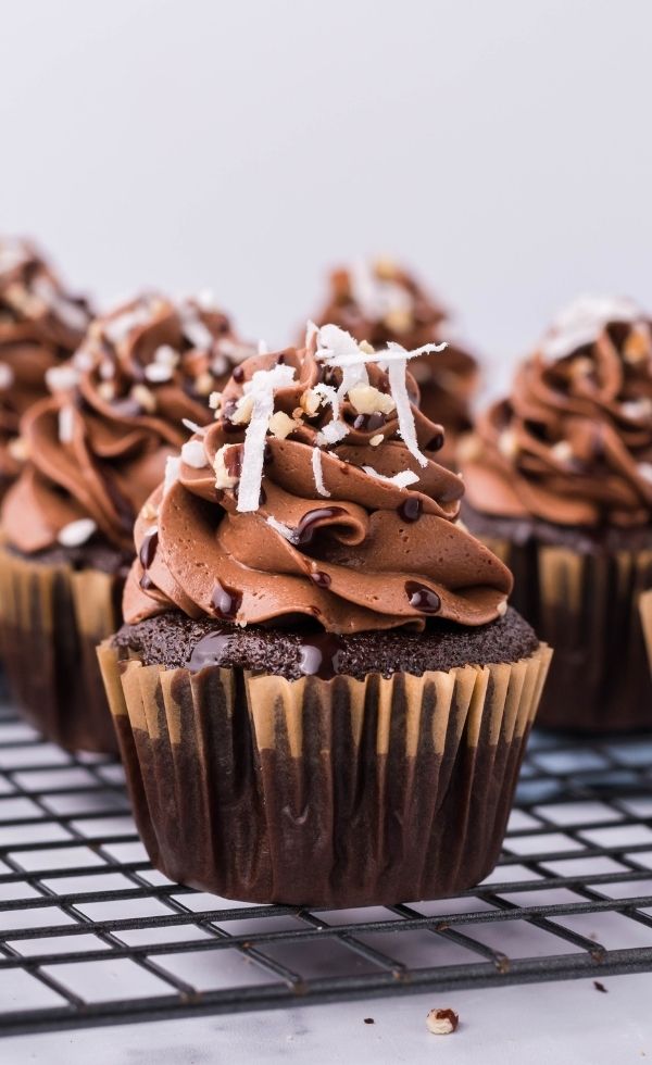 Chocolate Cupcakes on a cooling rack